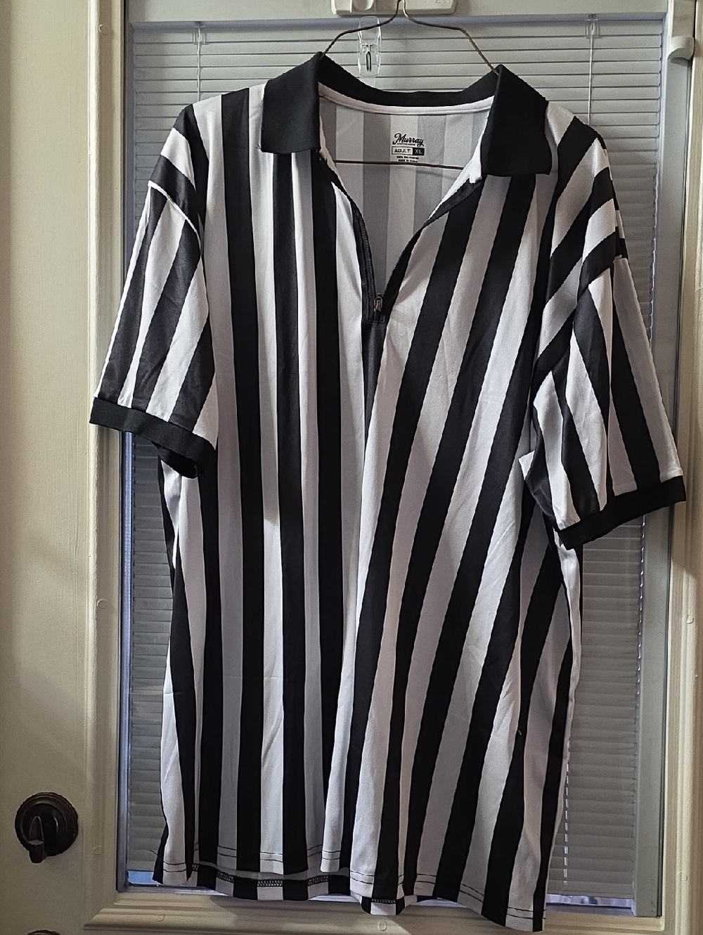 Men's Black & White Vertical Stripe Polo Shirt - Unbranded